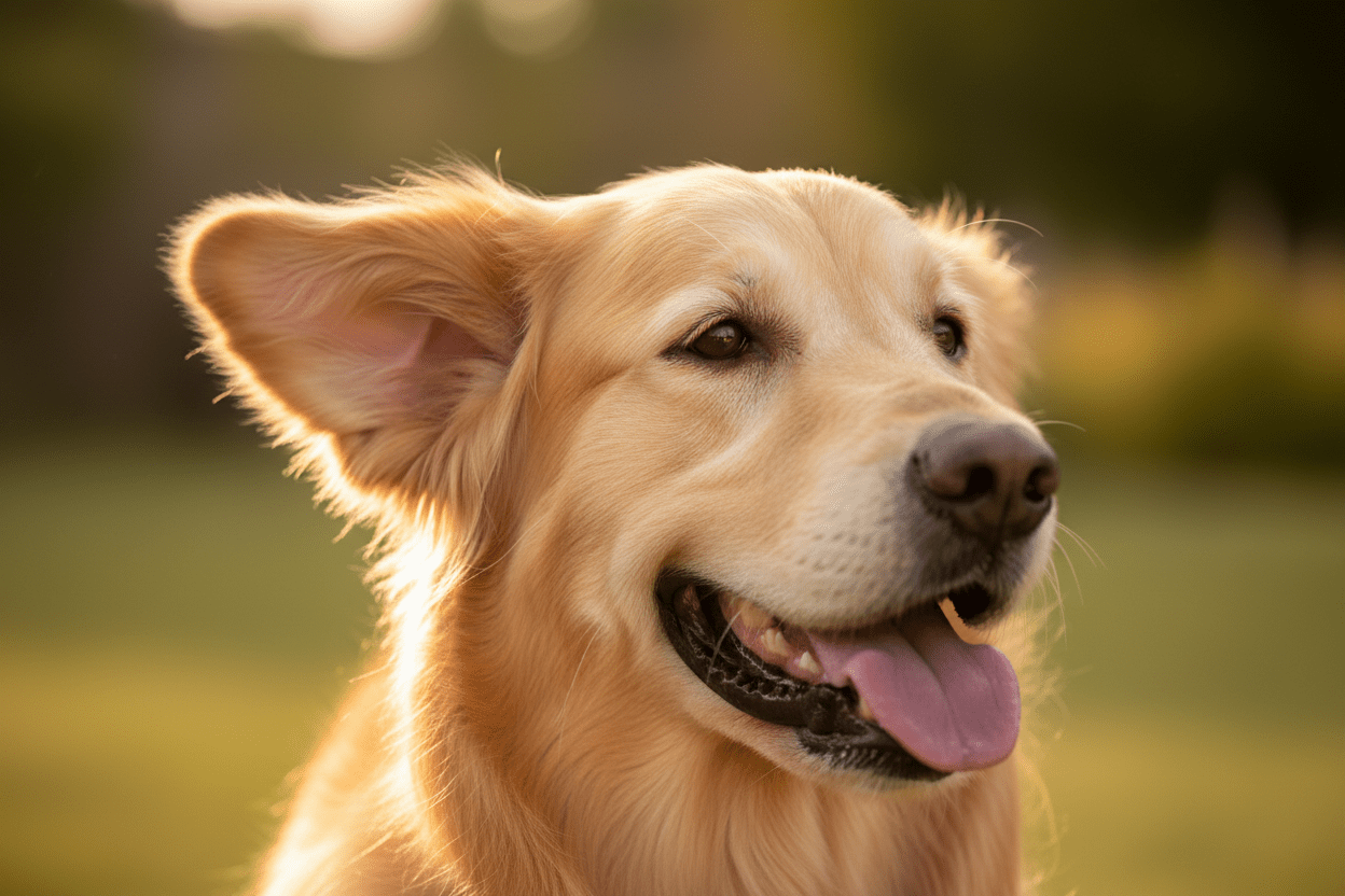 Chien en bonne santé avec oreilles propres grâce aux soins naturels