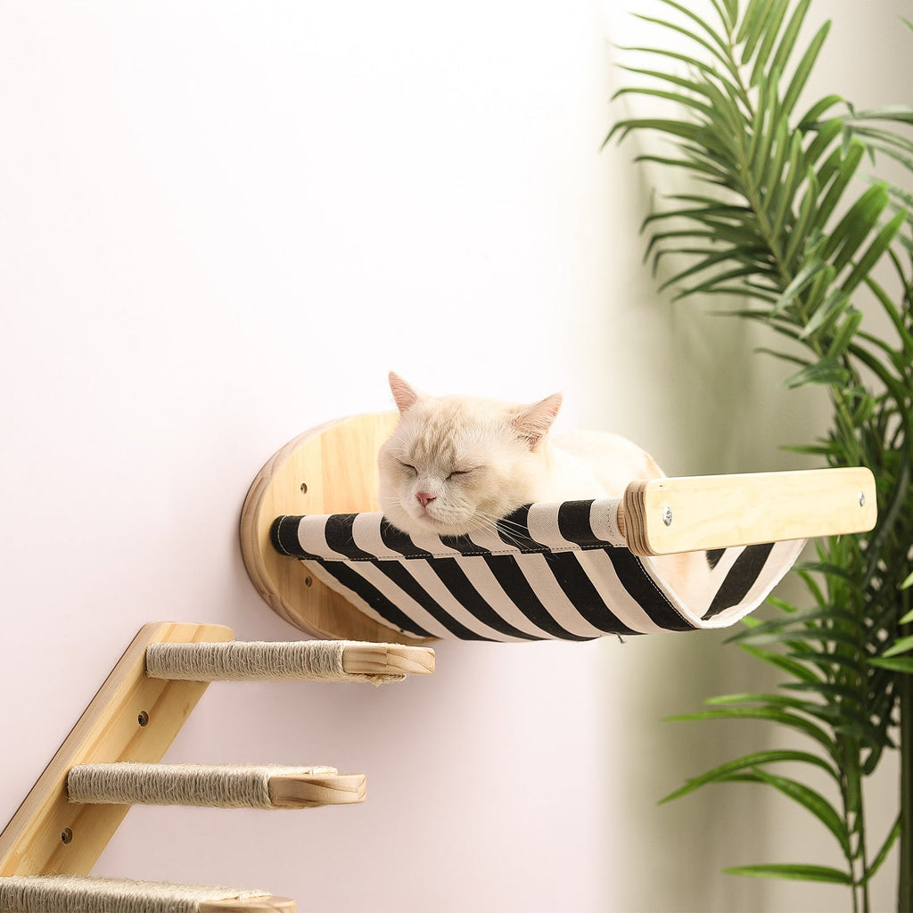 Hamac et plateformes pour chat en bois massif - installation murale