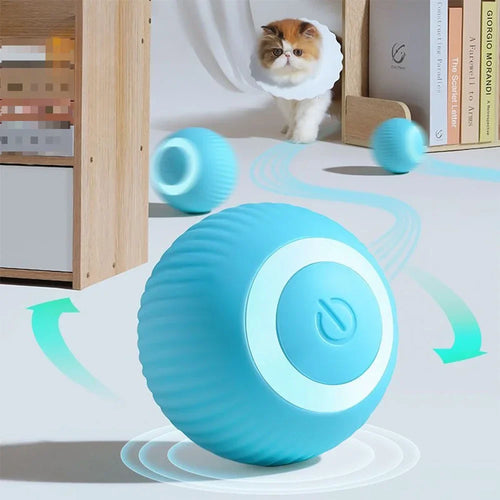Balle électrique intelligente bleue pour chats et chiens avec activation par tape
